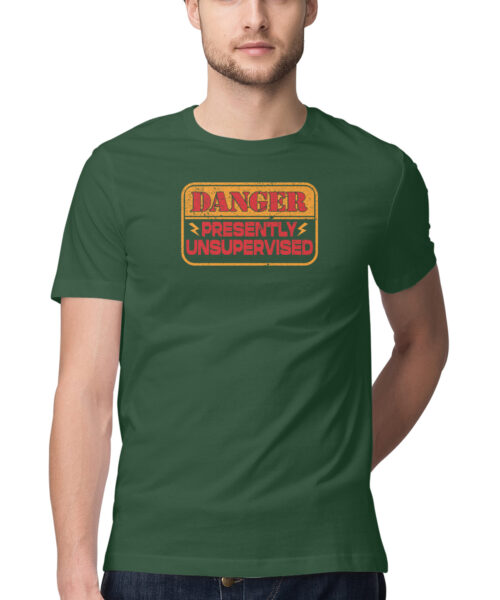 Shop the Best Funny and Sarcastic T-shirts for Men and Women at Manmarzee – The Ultimate Online T-shirt Store in India Funny Quotes T-Shirt: "Danger Presently Unsupervised" 😂 | Quirky T-Shirts for Men & Women | Black & White | S-5XL | India