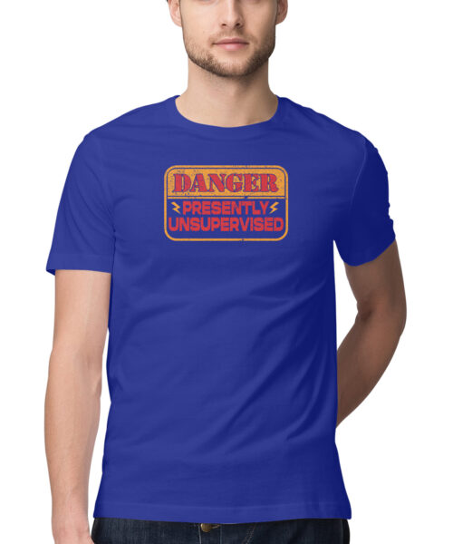 Shop the Best Funny and Sarcastic T-shirts for Men and Women at Manmarzee – The Ultimate Online T-shirt Store in India Alternative view of Funny Quotes T-Shirt: "Danger Presently Unsupervised" 😂 | Quirky T-Shirts for Men & Women | Black & White | S-5XL | India