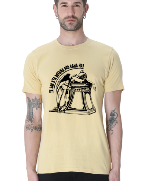 Shop the Best Funny and Sarcastic T-shirts for Men and Women at Manmarzee – The Ultimate Online T-shirt Store in India Unisex Graphic Printed T-Shirt | Yeh Sab Kya Dekhna Pad Raha Hai? 😂 | Funny, Stylish, and Versatile Essential for India 🇮🇳