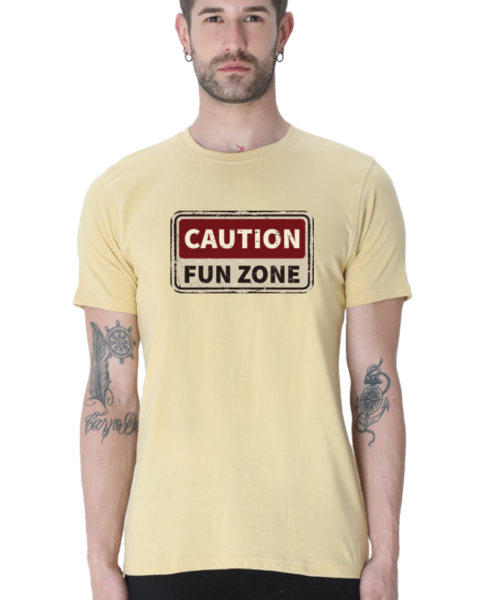 Shop the Best Funny and Sarcastic T-shirts for Men and Women at Manmarzee – The Ultimate Online T-shirt Store in India 🚧Caution - Fun Zone Funny Graphic Printed T-Shirts for Men & Women (S to 5XL) 🛒 | Manmarzee