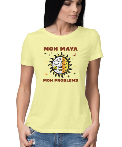 Shop the Best Funny and Sarcastic T-shirts for Men and Women at Manmarzee – The Ultimate Online T-shirt Store in India Moh Maya Moh Problems T-Shirt | Funny Hindi Wordplay Quirky Cotton Tee India 👕🔥