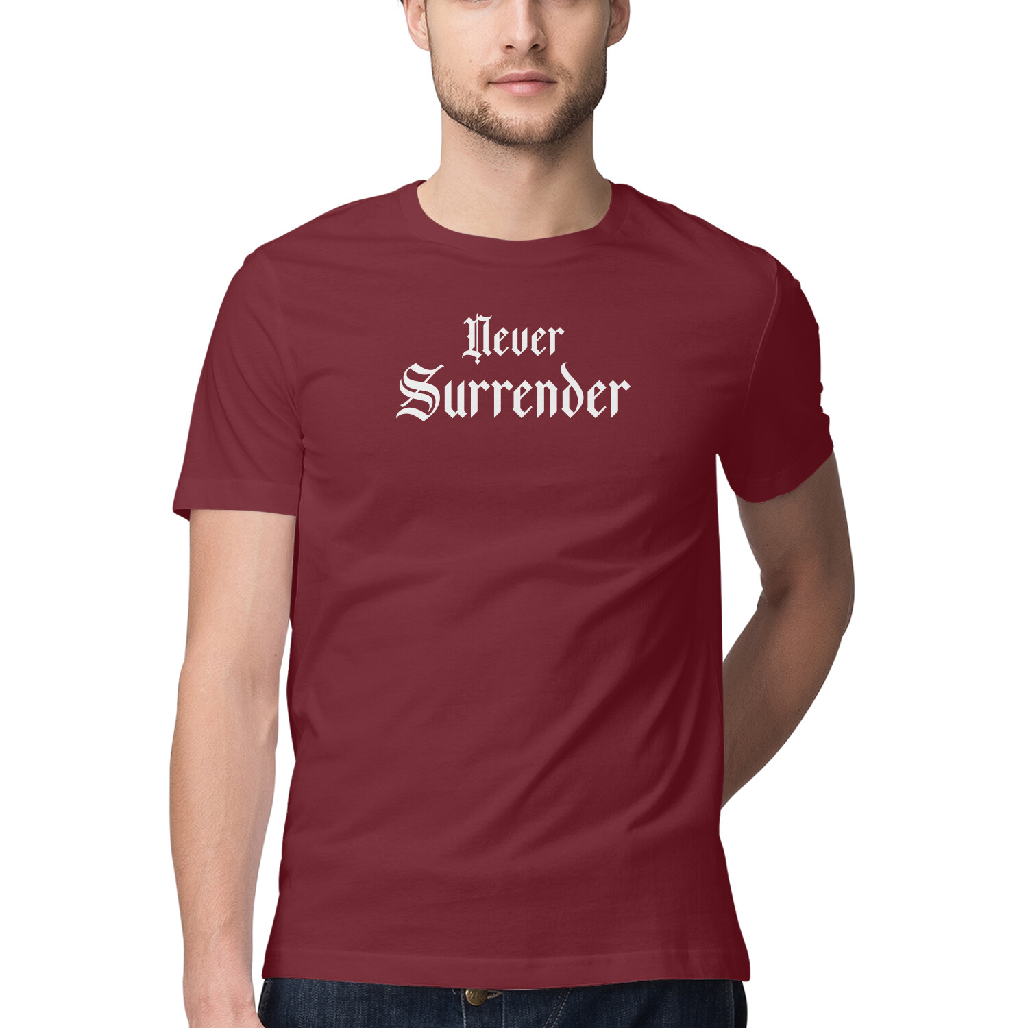 Never Surrender Typography T-Shirt | Motivational Bold Streetwear Online India Never Surrender Typography T-Shirt | Motivational Bold Streetwear Online India - Image 2